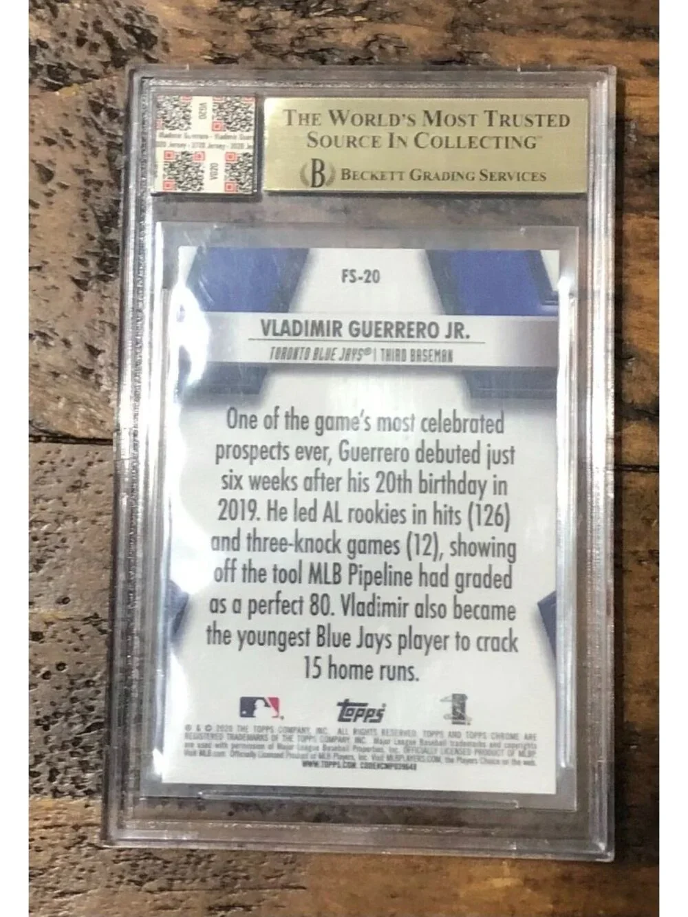 2020 Topps Chrome BGS 9.5 Vladimir Guerrero Jr. #FS-20 Game Worn Jersey Relic